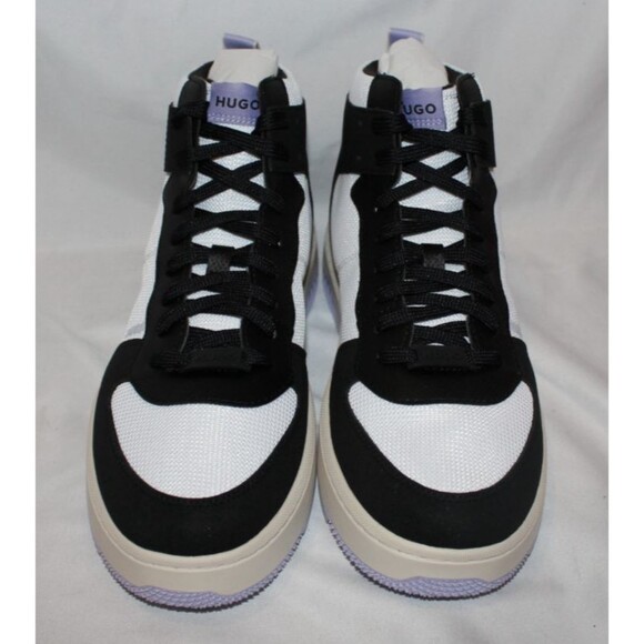 HUGO BOSS MEN'S KILIAN HITO PUME LEATHER HI TOP SNEAKERS WHITE BLACK NIB SZ 10 - Picture 4 of 6